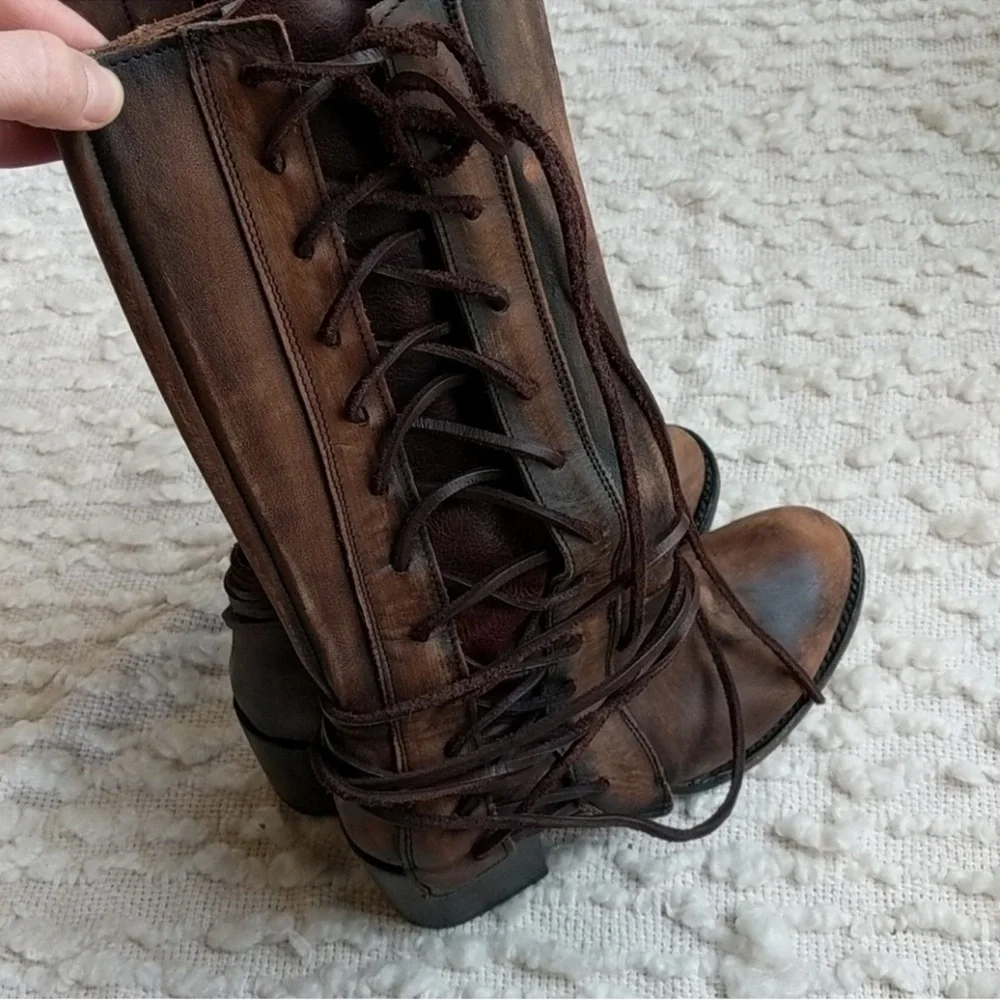 Freebird Distressed Brown Lace-Up Boots - Picture 11 of 16